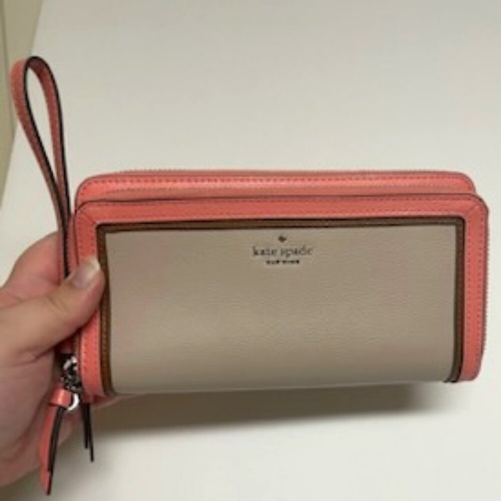 NWOT Pink & Tan Kate Spade Wallet/Wristlet